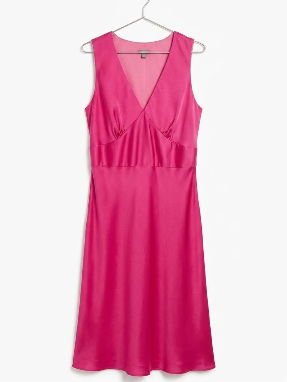 SZ 10 VINTAGE ANN TAYLOR 100% SILK FUSCIA HOT PINK ALINE DRESS